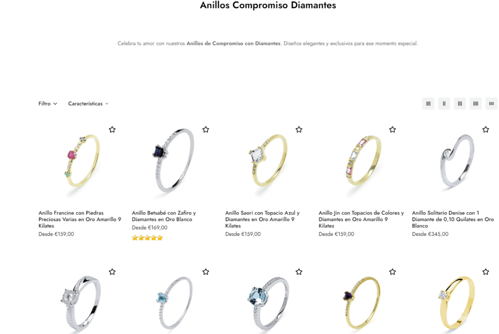 pagina ecommerce de joyería fina y diamantes