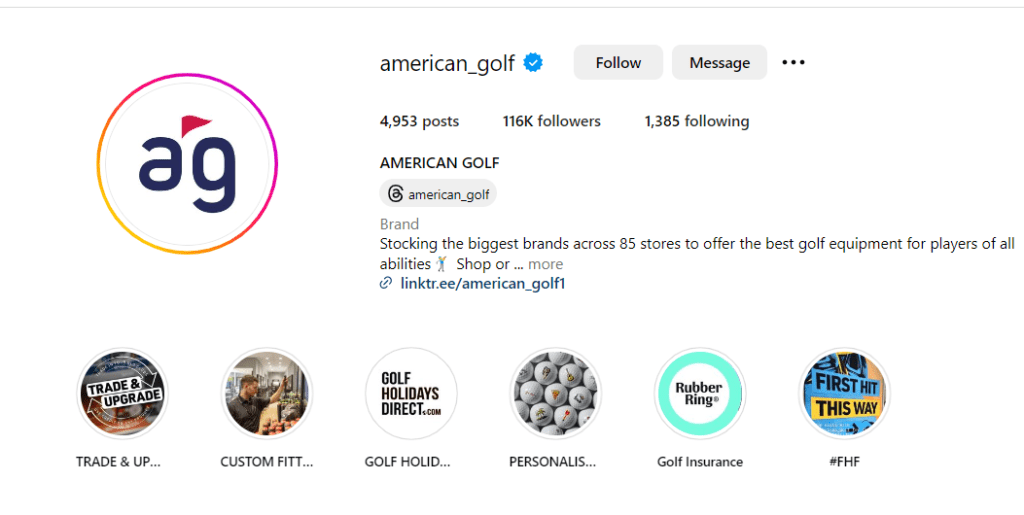 Gestión de redes sociales para ecommerce de golf