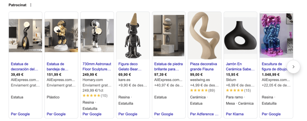 Google Ads para ecommerce de esculturas