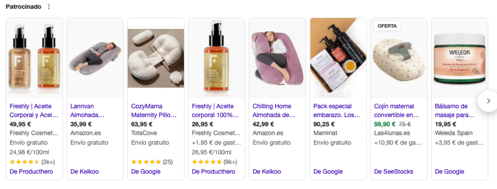 Google Ads para ecommerce de productos para embarazadas