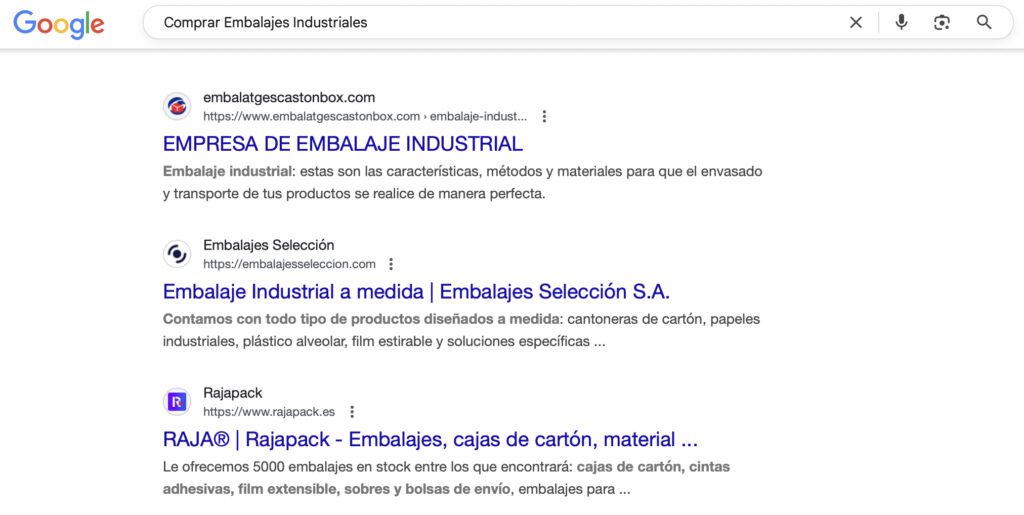 Posicionamiento web SEO para ecommerce de embalajes industriales