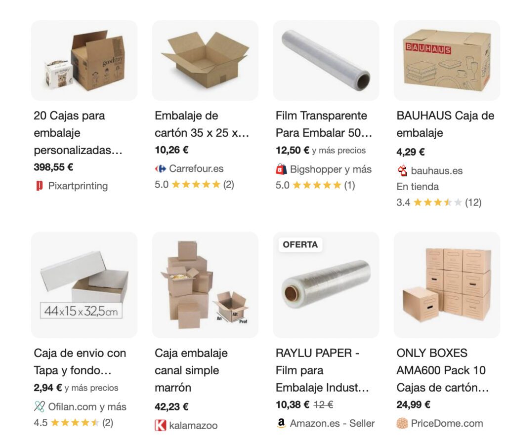 Google Ads para ecommerce de embalajes industriales