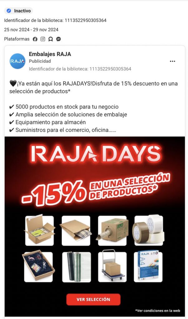Social Ads para ecommerce de embalajes industriales