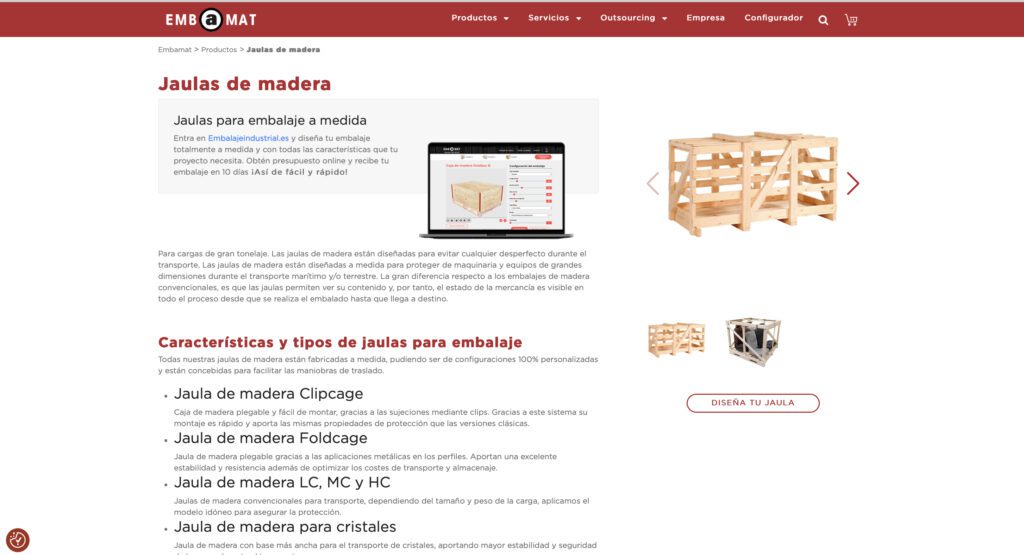 Optimización Web, UX/UI y CRO para ecommerce de embalajes industriales