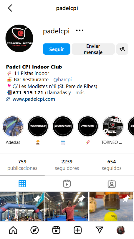 Cuenta pádel instagram