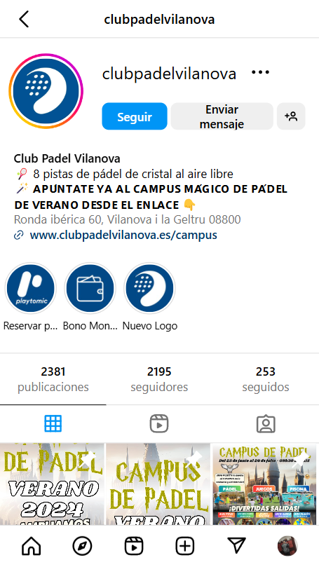 Cuenta pádel instagram