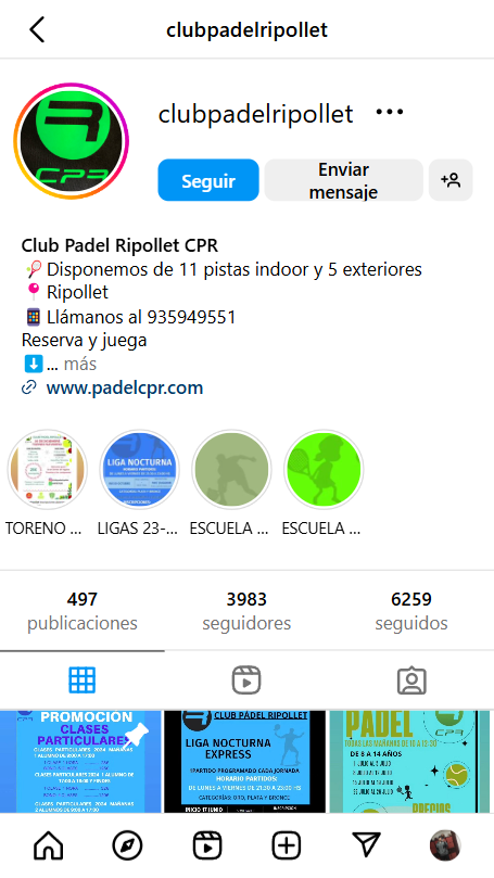 Cuenta pádel instagram