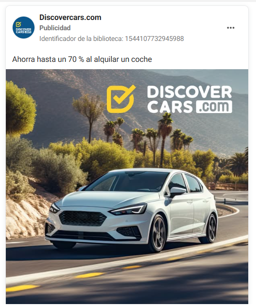 Social Ads de Facebook de alquiler de coches 