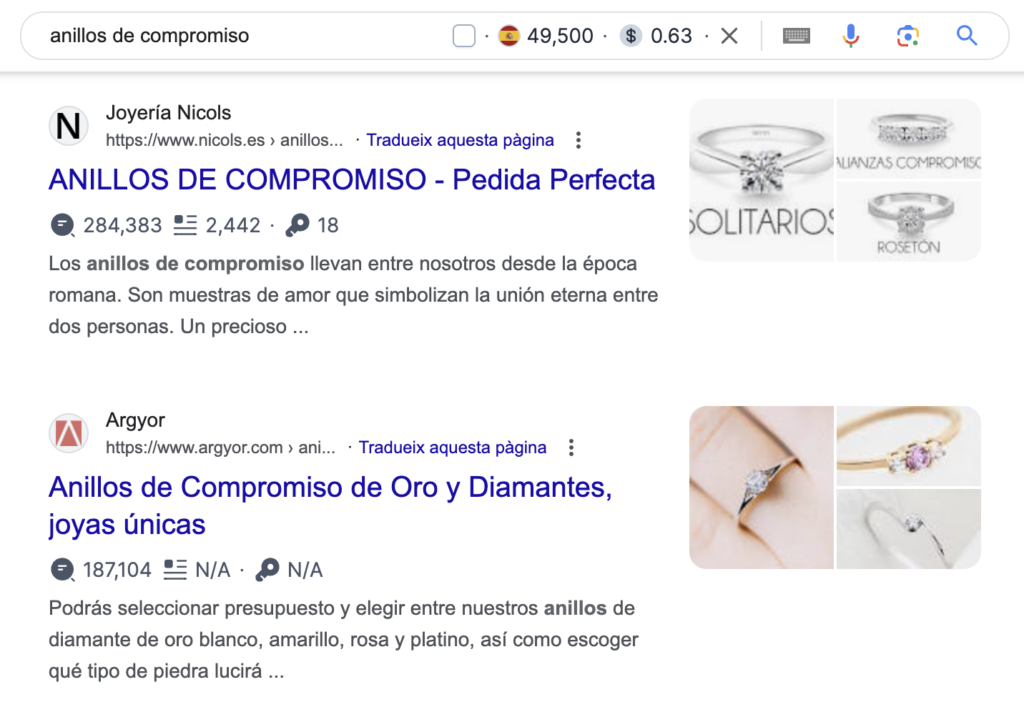 Posicionamiento web SEO para ecommerce de anillos de compromiso