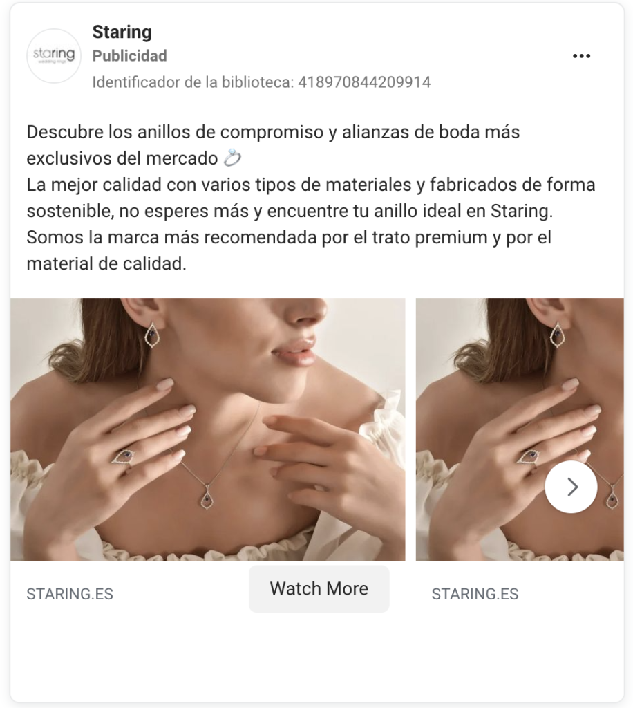 Social Ads para ecommerce de anillos de compromiso