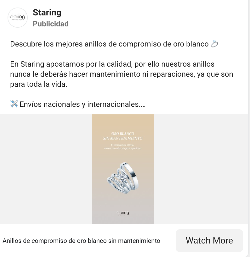 Social Ads para ecommerce de anillos de compromiso