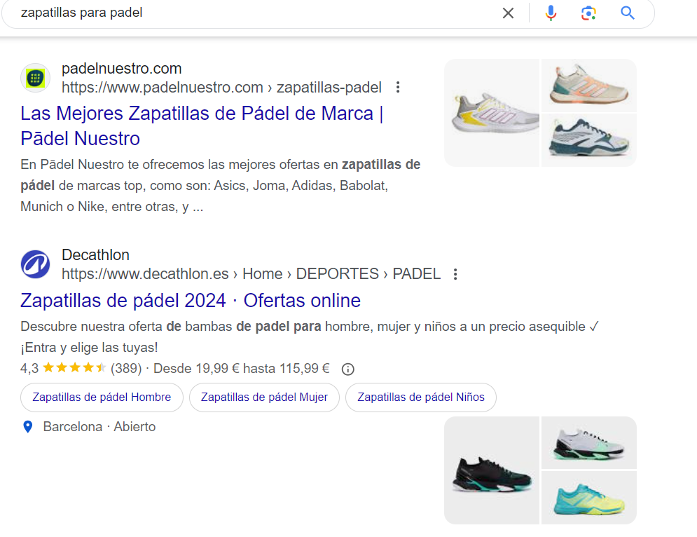 Posicionamiento web SEO para comercio electrónico de pádel