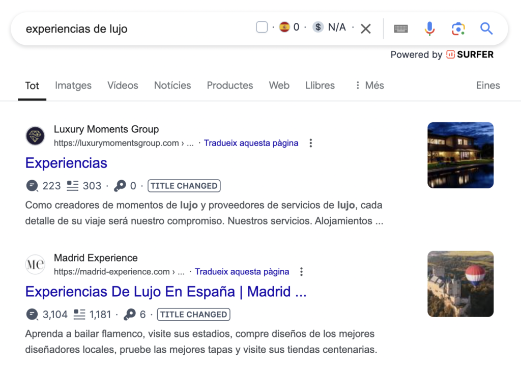 Posicionamiento web SEO para ecommerce de experiencias de lujo