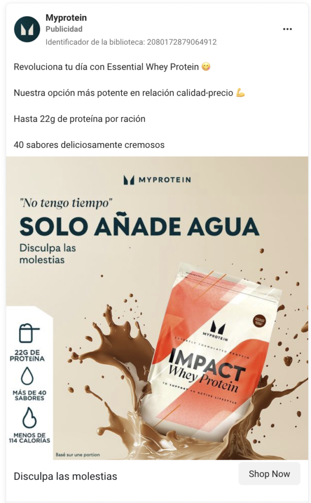 Social Ads para comercio electrónico de Nutrición