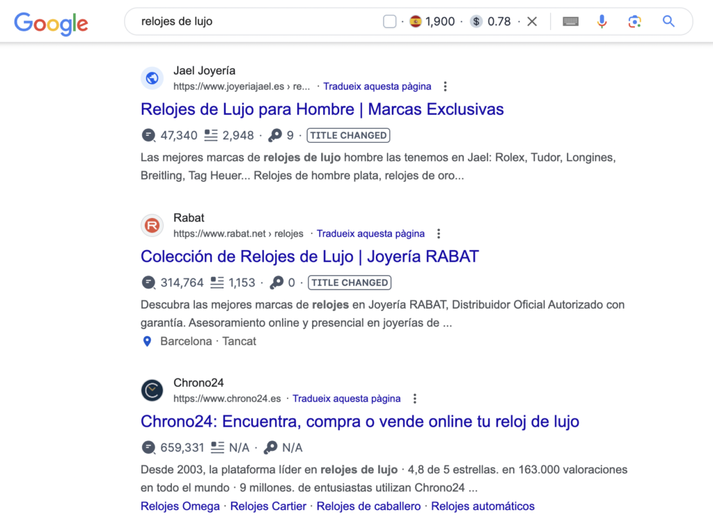 Posicionamiento web SEO para ecommerce de relojes de lujo