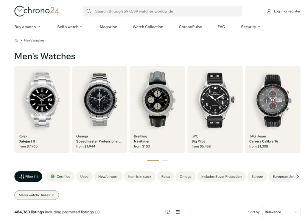 Venta en marketplaces para ecommerce de relojes de lujo