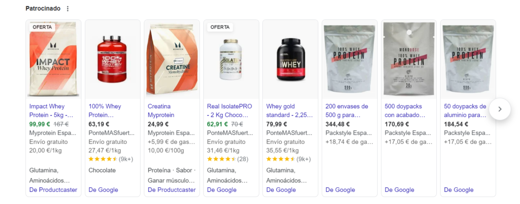 Google Ads para comercio electrónico de Nutrición