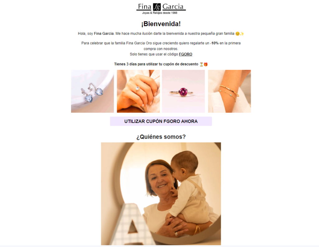 Email marketing ecommerce de joyería fina y diamantes