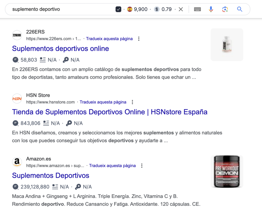 Posicionamiento web SEO para ecommerce de suplementos deportivos