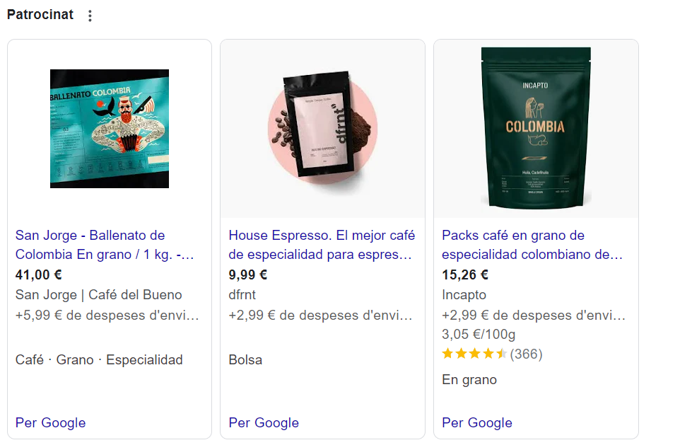 Google Ads para ecommerce de café de especialidad