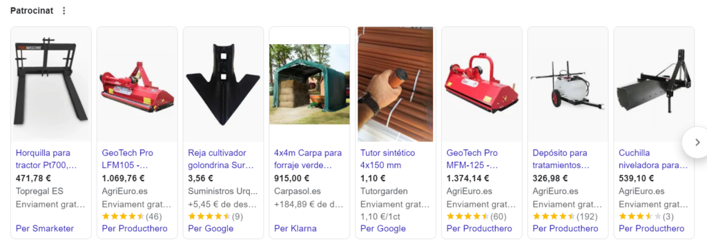 Google Ads para ecommerce de suministros agrícolas