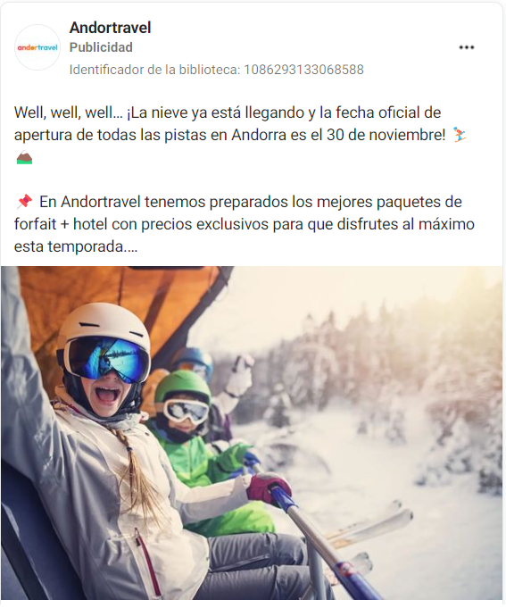 Social Ads para ecommerce de esquí