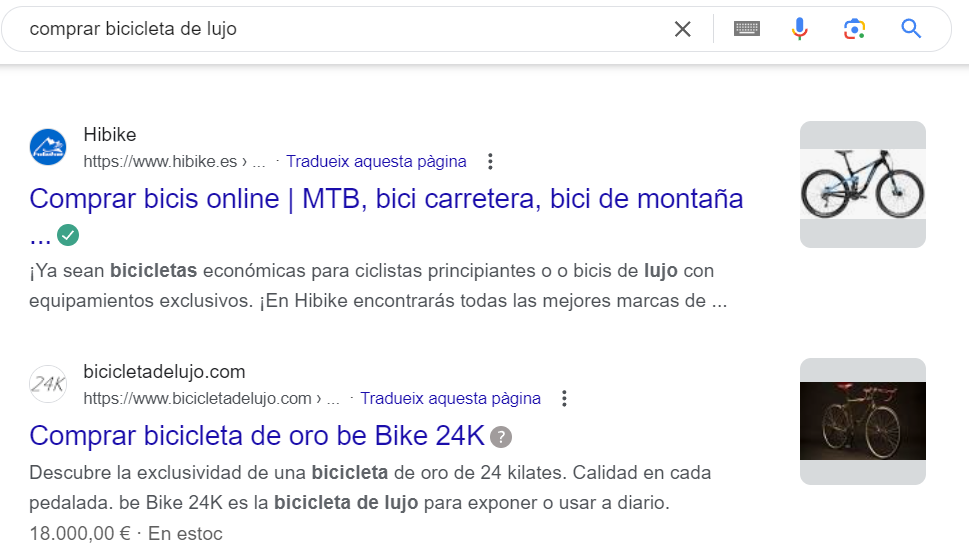 Posicionamiento web SEO para ecommerce de bicicletas de lujo personalizadas