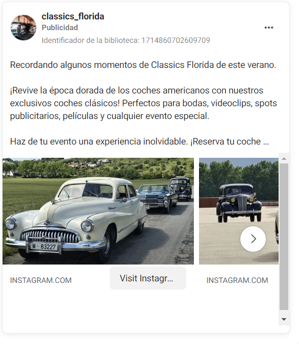 Social Ads para ecommerce de coches clásicos de lujo restaurados