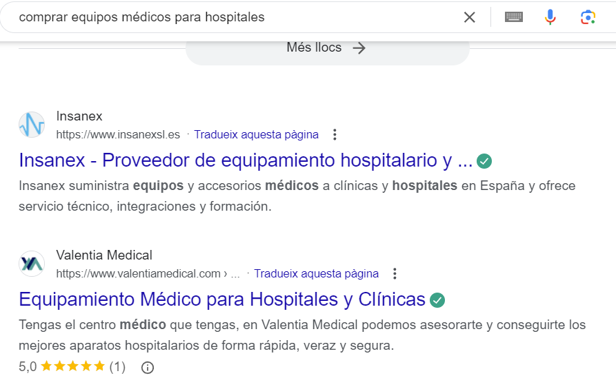 Posicionamiento web SEO para ecommerce de equipos médicos para hospitales