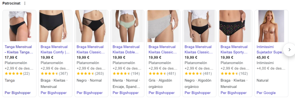 Google Ads para ecommerce de ropa interior de mujer