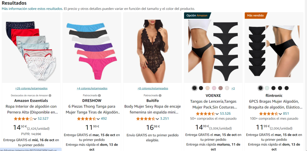 Venta en marketplaces para ecommerce de ropa interior de mujer