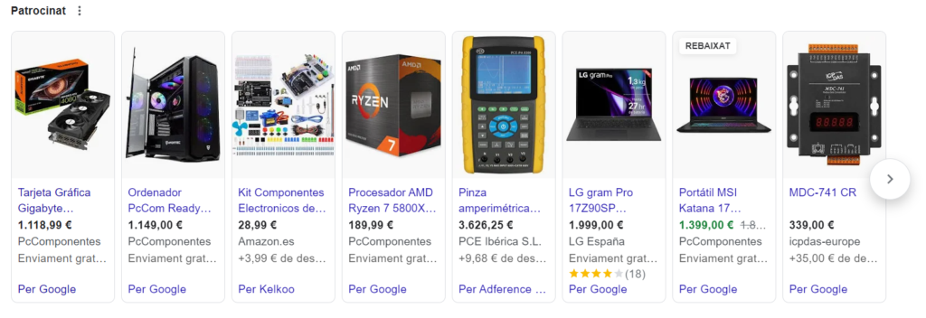 Google ads para ecommerce de electrónica