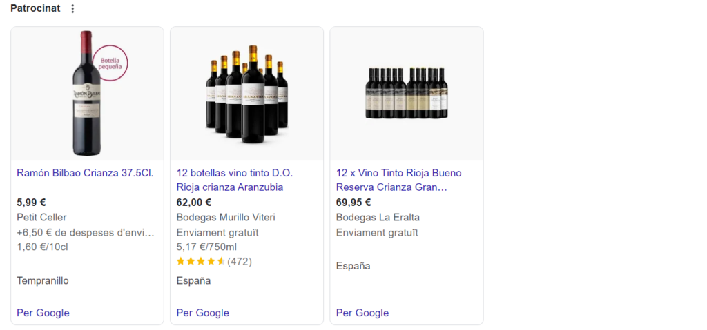 Google Ads para ecommerce de vinos y licores