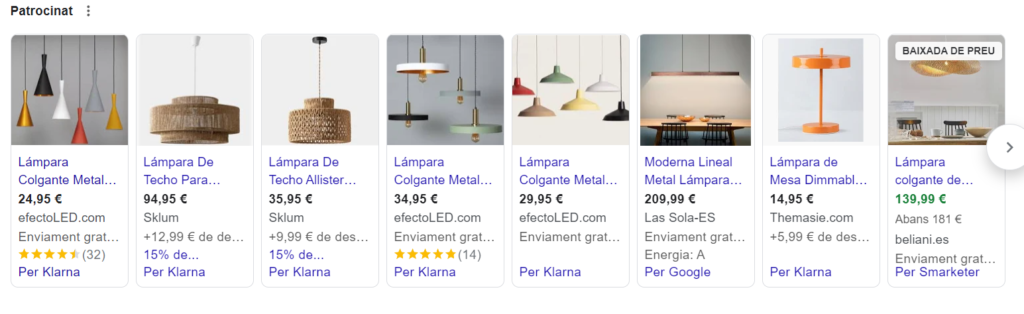 Google Ads para ecommerce de lámparas