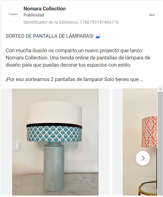 Social Ads para ecommerce de lámparas