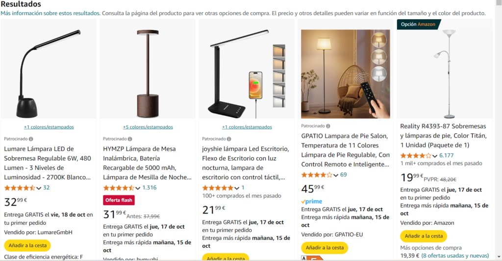 Venta en marketplaces para ecommerce de lámparas