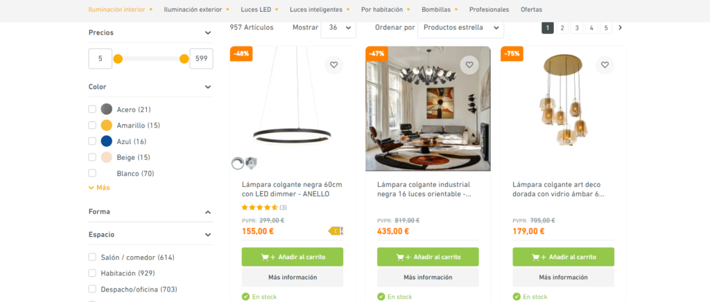 Optimización Web, UX/UI y CRO para ecommerce de lámparas