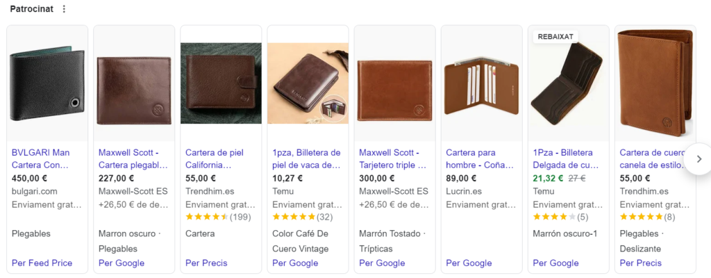 Google Ads para ecommerce de artículos de cuero de lujo