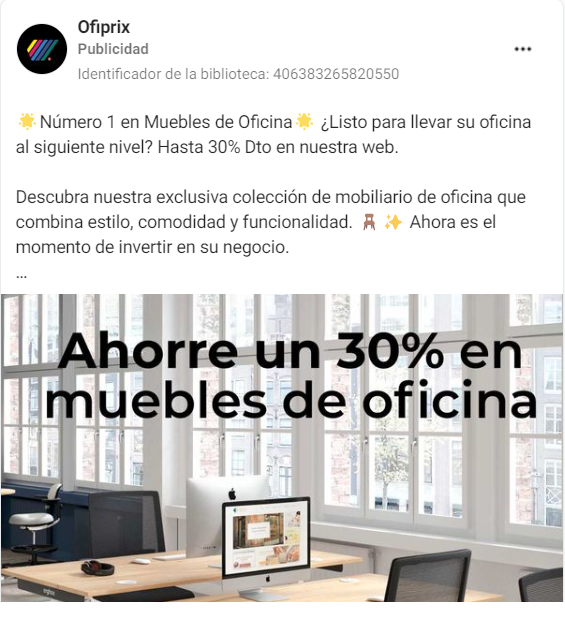 Social Ads para ecommerce de mobiliario para oficinas