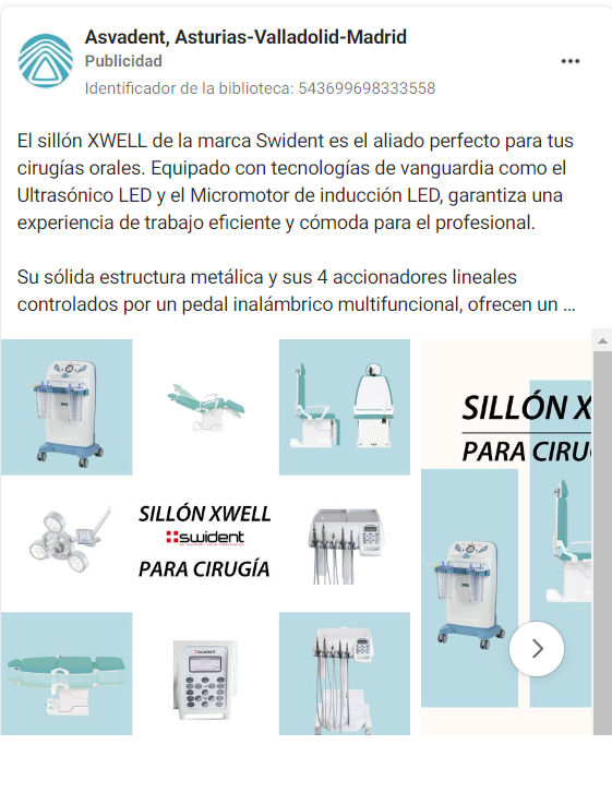 Social Ads para ecommerce de equipos médicos para clínicas dentales