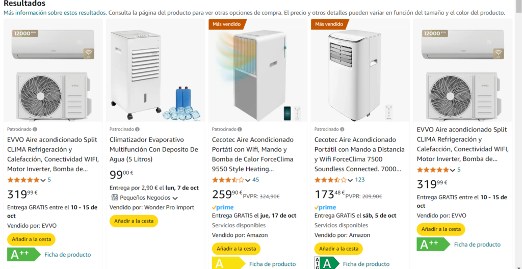 Venta en marketplaces para ecommerce de equipos de climatización