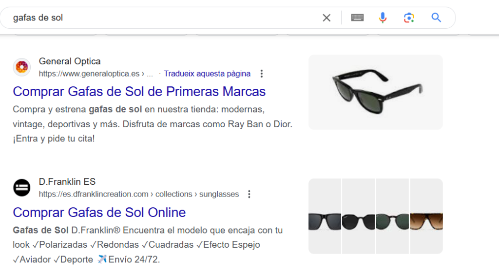 SEO para ecommerce de gafas de sol