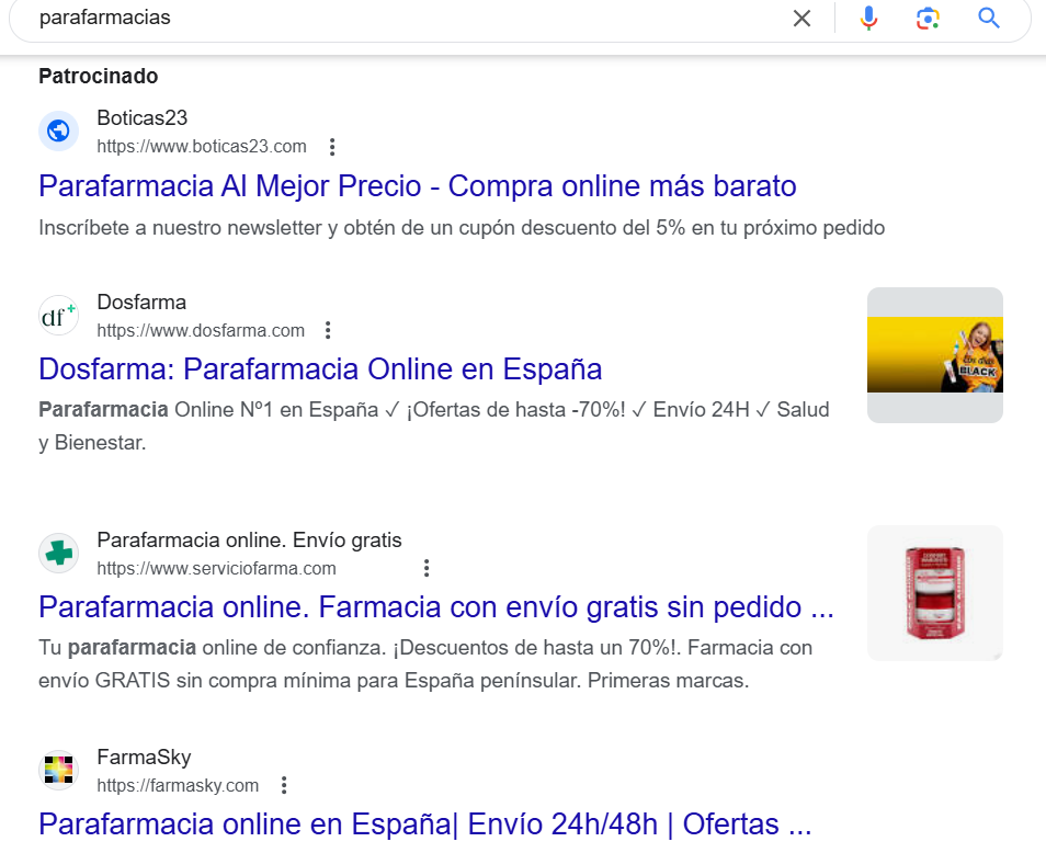 Posicionamiento SEO de Ecommerce de parafarmacias