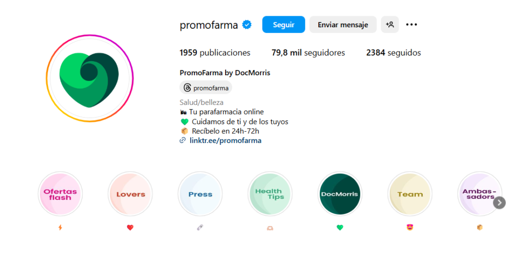 Redes sociales de ecommerce de parafarmacia