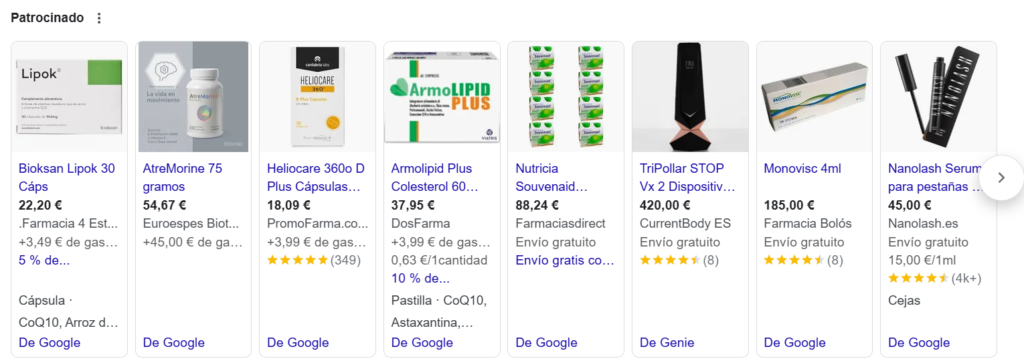 Google ADS de Ecommerce de parafarmacia