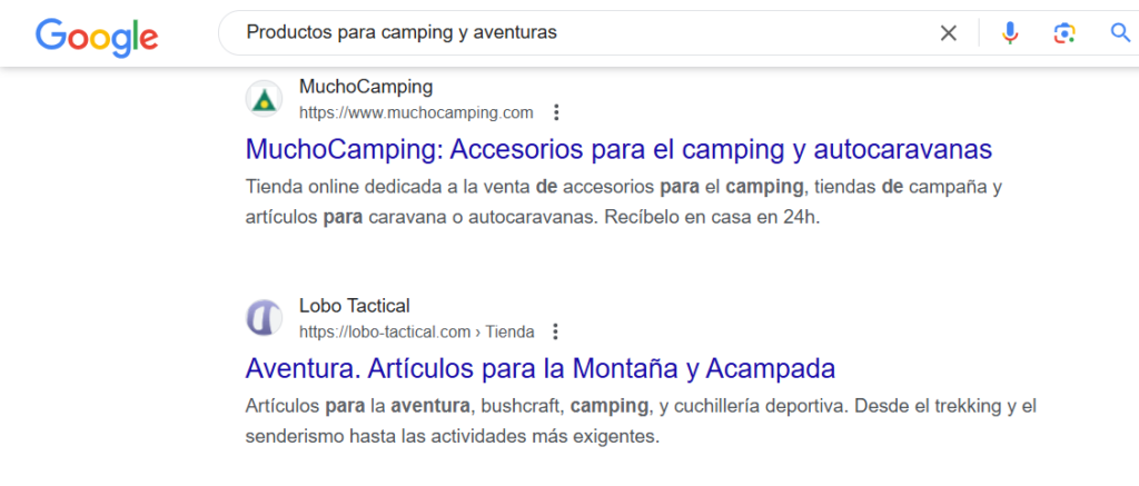 Posicionamiento SEO de webs de Ecommerce de Productos para Camping y Aventuras