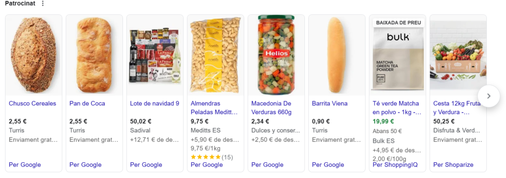 Google Ads para Ecommerce de Alimentación