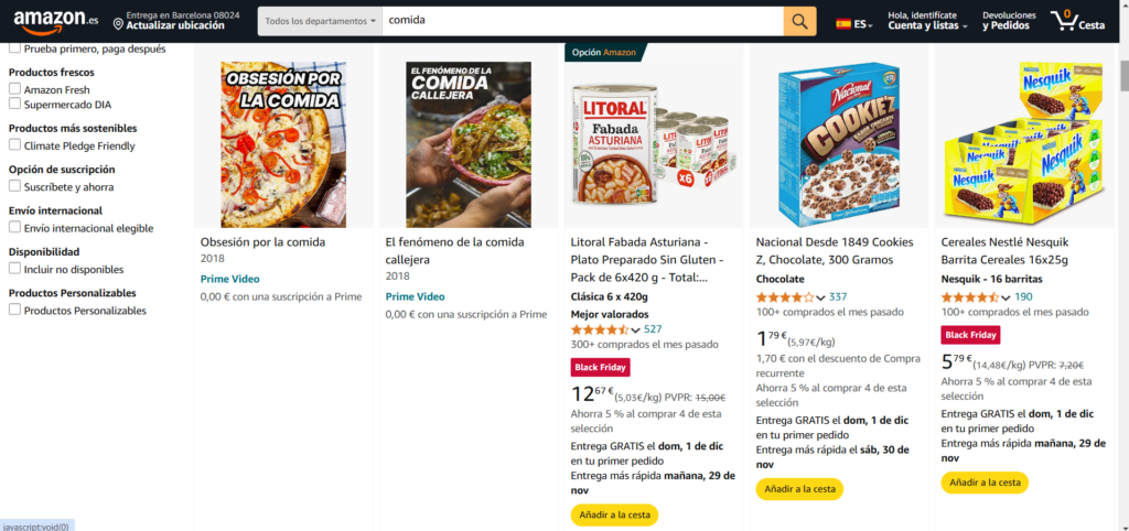 Venta en Marketplaces para Ecommerce de Alimentación