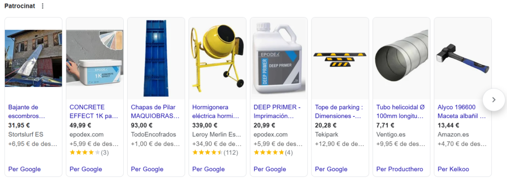 Google Ads para ecommerce de productos para la construcción