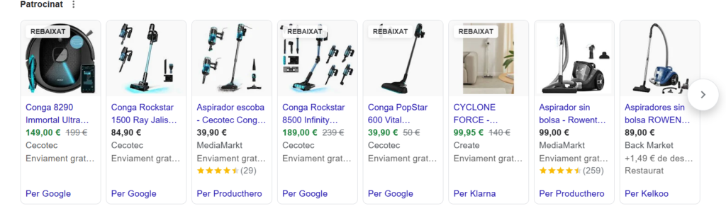 Google Ads para Ecommerce de Aspiradoras